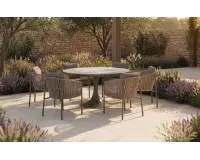 Sześcioosobowy zestaw ogrodowy na taras z okrągłym stołem VALENCIA