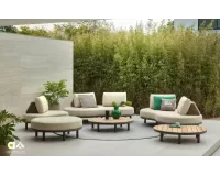 Wyspowy komplet wypoczynkowy ogrodowy w kolorze podstawy brąz ze moon Island