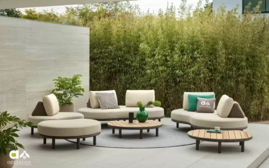 Wyspowy komplet wypoczynkowy ogrodowy w kolorze podstawy brąz ze moon Island