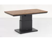 W stolik ogrodowy aluminiowy z podnoszonym blatem z drewna teak Luca antracyt