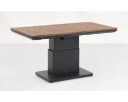 W stolik ogrodowy aluminiowy z podnoszonym blatem z drewna teak Luca antracyt