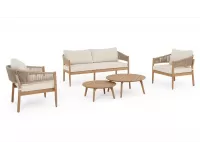 Zestaw ogrodowy wypoczynkowy sofą 2 fotelami stolikami z drewna akacji Thiago bizzotto