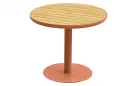 Okrągły stół ogrodowy 90 cm 1 noga pomarańczowa aluminiowa blat teak BALI Higold