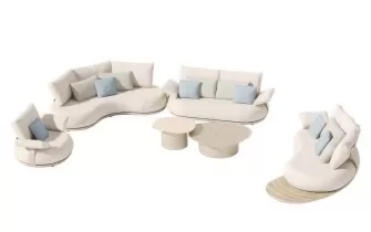 Luksusowy zestaw wypoczynkowy na taras tapicerowany beżowe CALLA Higold