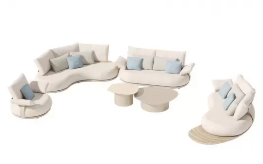 Luksusowy zestaw wypoczynkowy na taras tapicerowany beżowe CALLA Higold