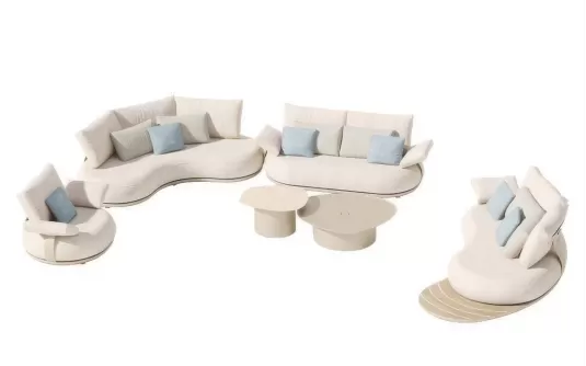 Luksusowy zestaw wypoczynkowy na taras tapicerowany beżowe CALLA Higold