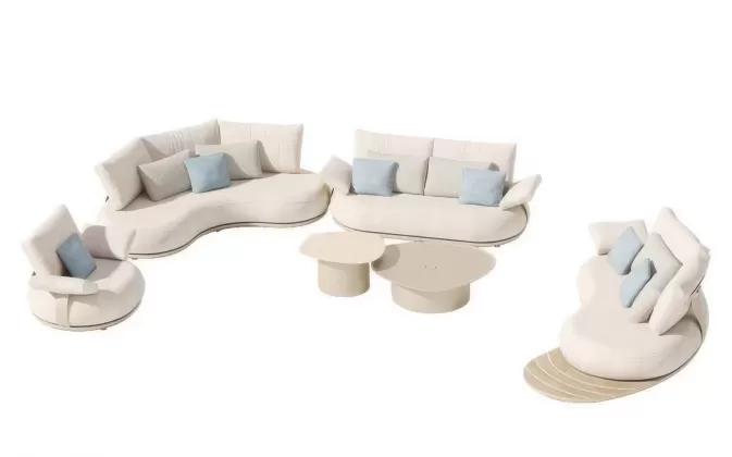 Luksusowy zestaw wypoczynkowy na taras tapicerowany beżowe CALLA Higold