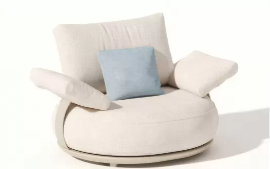 Fotel ogrodowy wypoczynkowy luksusowy jasnobeżowy calla higold