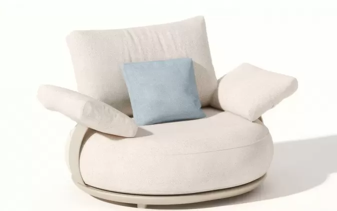 Fotel ogrodowy wypoczynkowy luksusowy jasnobeżowy calla higold