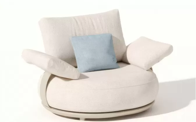 Fotel ogrodowy wypoczynkowy luksusowy jasnobeżowy calla higold