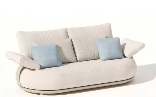 Sofa ogrodowa a luksusowa dwuosobowa jasnobeżowa tapicerowana calaa higold Sofa ogrodowa a luksusowa dwuosobowa jasnobeżowa tapicerowana calaa higold