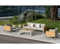 Luksusowy komplet wypoczynkowy ogrodowy aluminiowo teakowy w kolorze beżowym nottingham higold