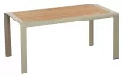Stół ogrodowy 160 x 90 aluminiowy beżowy z blatem teak nottingham higold
