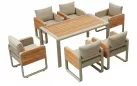 Zestaw stołowy no teraz o o beżowej konstrukcji teak nottingham dla 6 osób