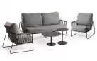 Zestaw wypoczynkowy ogrodowy aluminiowy antracytowy z grubymi poduszkami i liną polipropylenową rivera