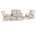 Zestaw ogrodowy wypoczynkowy aluminiowy beżowy ze stolikiem z blatem hpl pochylania oparcia Sevilla
