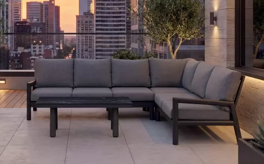 Wysoki grafitowy aluminiowy narożnik ogrodowy modułowy premium Sevilla