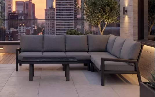 Wysoki grafitowy aluminiowy narożnik ogrodowy modułowy premium Sevilla Wysoki grafitowy aluminiowy narożnik ogrodowy modułowy premium Sevilla