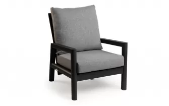 Fotel ogrodowy wypoczynkowy grafitowy aluminiowy z płynie pochylanym oparciem Sevilla