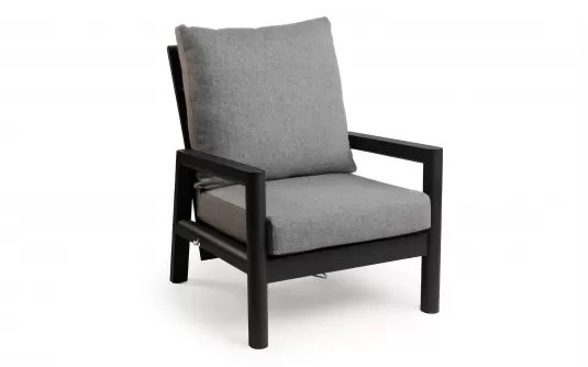 Fotel ogrodowy wypoczynkowy grafitowy aluminiowy z płynie pochylanym oparciem Sevilla Fotel ogrodowy wypoczynkowy grafitowy aluminiowy z płynie pochylanym oparciem Sevilla