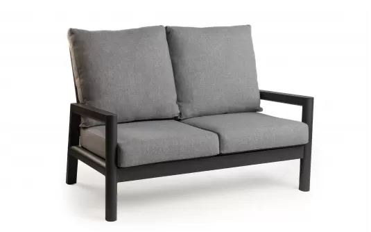 2-osobowa sofa ogrodowa aluminiowa grafitowa z wysokim oparciem Sevilla