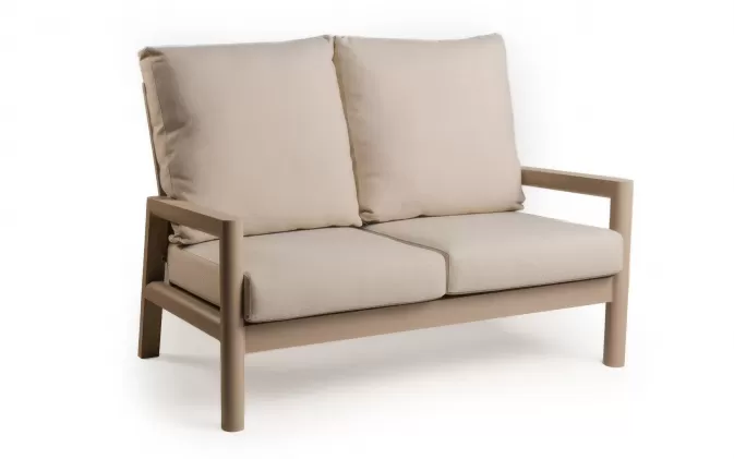 2-osobowa sofa ogrodowa aluminiowa beżowa z wysokim oparciem Sevilla