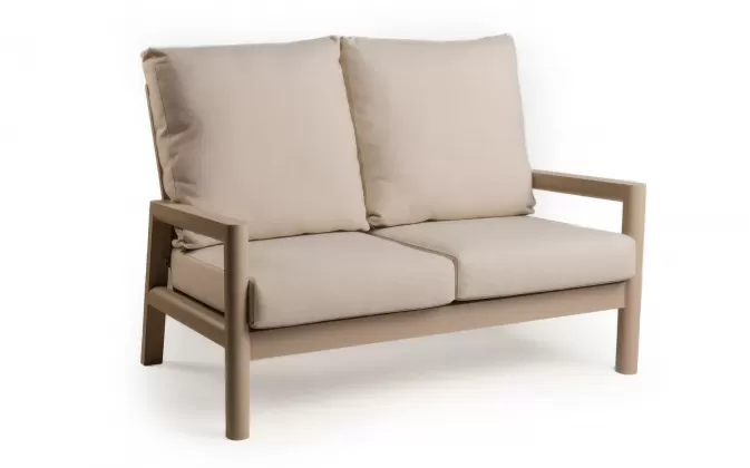 2-osobowa sofa ogrodowa aluminiowa beżowa z wysokim oparciem Sevilla