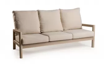 Wysoka sofa ogrodowa aluminiowa trzyosobowa beżowa Sevilla