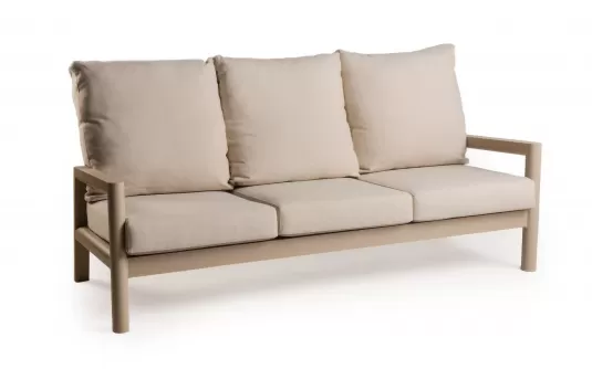 Wysoka sofa ogrodowa aluminiowa trzyosobowa beżowa Sevilla