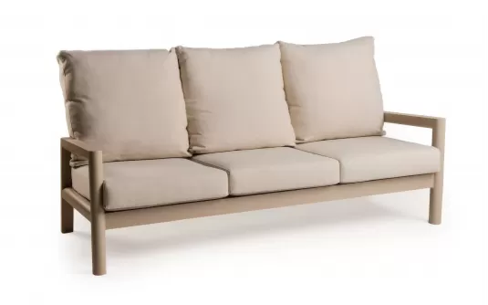 Wysoka sofa ogrodowa aluminiowa trzyosobowa beżowa Sevilla