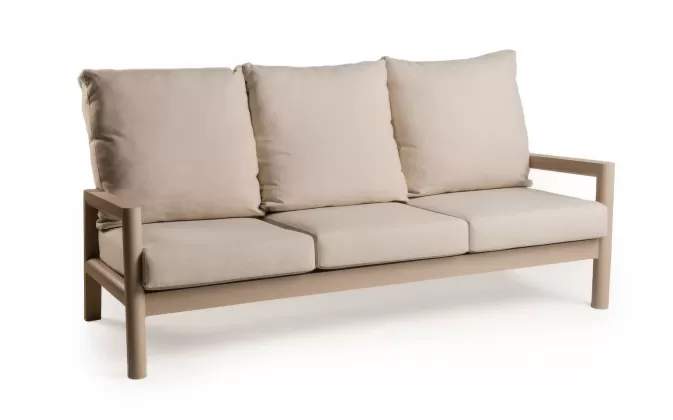 Wysoka sofa ogrodowa aluminiowa trzyosobowa beżowa Sevilla
