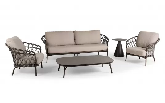 Luksusowy nowoczesny komplet wypoczynkowy z sofą 3os na taras MORETTI 