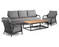 Wygodny komplet aluminiowy ogrodowy z poduszkami antracytowe fiona