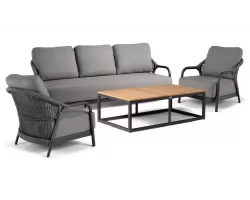 Wygodny komplet aluminiowy ogrodowy z poduszkami antracytowe fiona