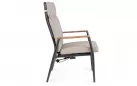 Grafitowy fotel ogrodowy aluminiowy z poduszką z pochylania płynnie oparciem oplot lina