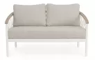 Sofa ogrodowa dwuosobowa aluminiowa biała z podłokietnikami tikk i liną rope fenix