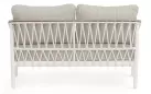 Sofa ogrodowa dwuosobowa aluminiowa biała z podłokietnikami tikk i liną rope fenix