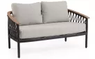 Sofa ogrodowa dwuosobowa aluminiowa grafitowa z podłokietnikami tikk i liną rope fenix
