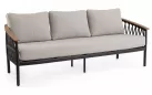 Sofa ogrodowa trzyosobowa aluminiowa grafitowa z podłokietnikami tikk i liną rope fenix