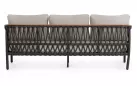 Sofa ogrodowa trzyosobowa aluminiowa grafitowa z podłokietnikami tikk i liną rope fenix