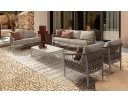 Nowoczesny zestaw ogrodowy wypoczynkowy grafitowy z elementami tych inną polipropylenową fenix