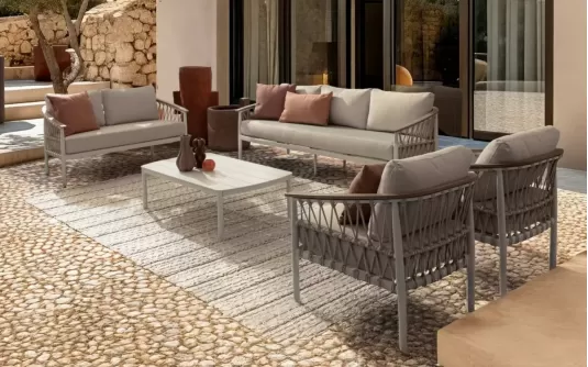 Nowoczesny zestaw ogrodowy wypoczynkowy grafitowy z elementami tych inną polipropylenową fenix