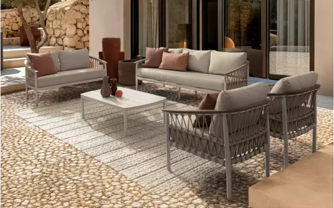 Nowoczesny zestaw ogrodowy wypoczynkowy grafitowy z elementami tych inną polipropylenową fenix