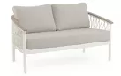 Sofa ogrodowa dwuosobowa aluminiowa biała z podłokietnikami tikk i liną rope fenix