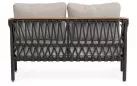 Sofa ogrodowa dwuosobowa aluminiowa grafitowa z podłokietnikami tikk i liną rope fenix