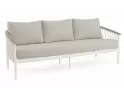 Sofa ogrodowa 3-osobowa aluminiowa biała z podłokietnikami tikk i liną rope fenix