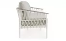Sofa ogrodowa 3-osobowa aluminiowa biała z podłokietnikami tikk i liną rope fenix