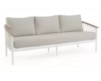 Sofa ogrodowa 3-osobowa aluminiowa biała z podłokietnikami tikk i liną rope fenix