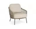 Wygodny fotel wypoczynkowy ze stali nierdzewnej w kolorze beżowym z grubymi poduszkami corbetta bizzotto