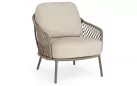 Wygodny fotel wypoczynkowy ze stali nierdzewnej w kolorze beżowym z grubymi poduszkami corbetta bizzotto